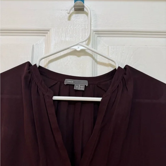 Vince Red Dolman Sleeve Blouse with Mandarin Collar - Picture 3 of 9